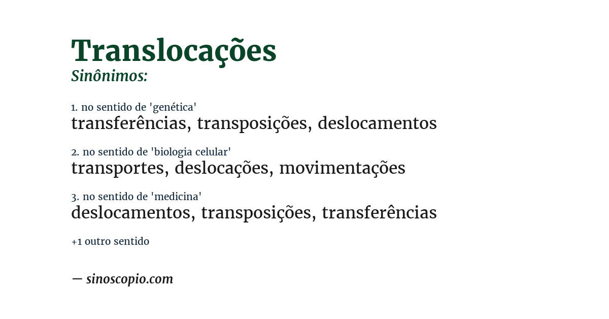 Sinônimo de translocações