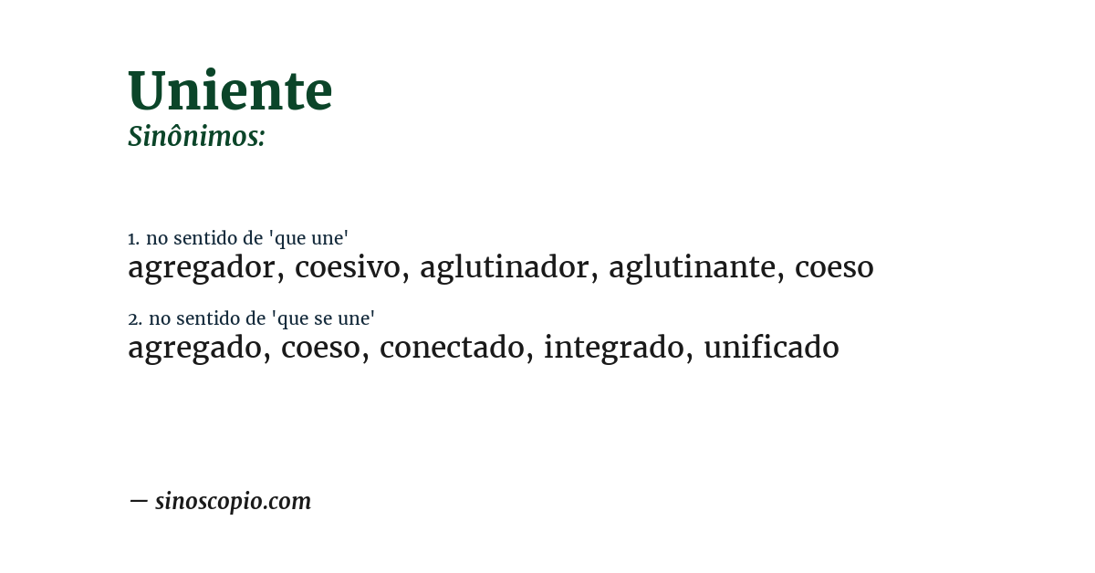 Sinônimo de uniente