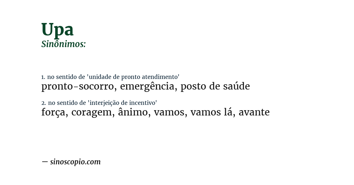 Sinônimo de upa