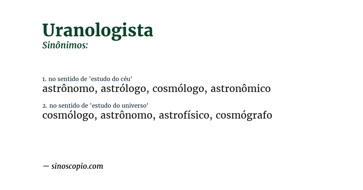 Sinônimo de uranologista