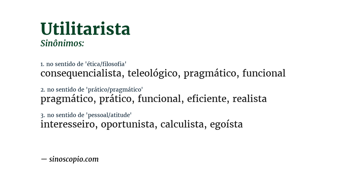 Sinônimo de utilitarista