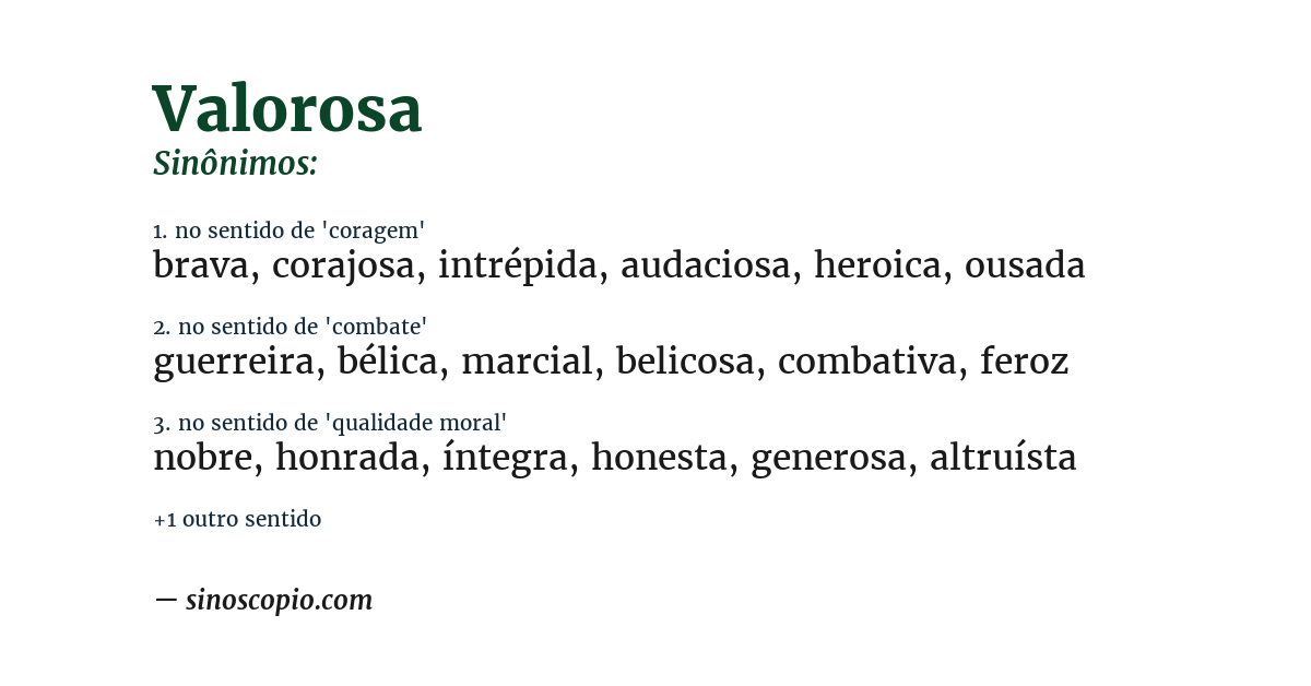 Sinônimo de valorosa