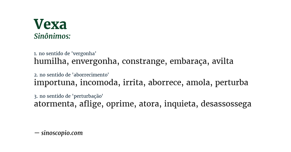 Sinônimo de vexa