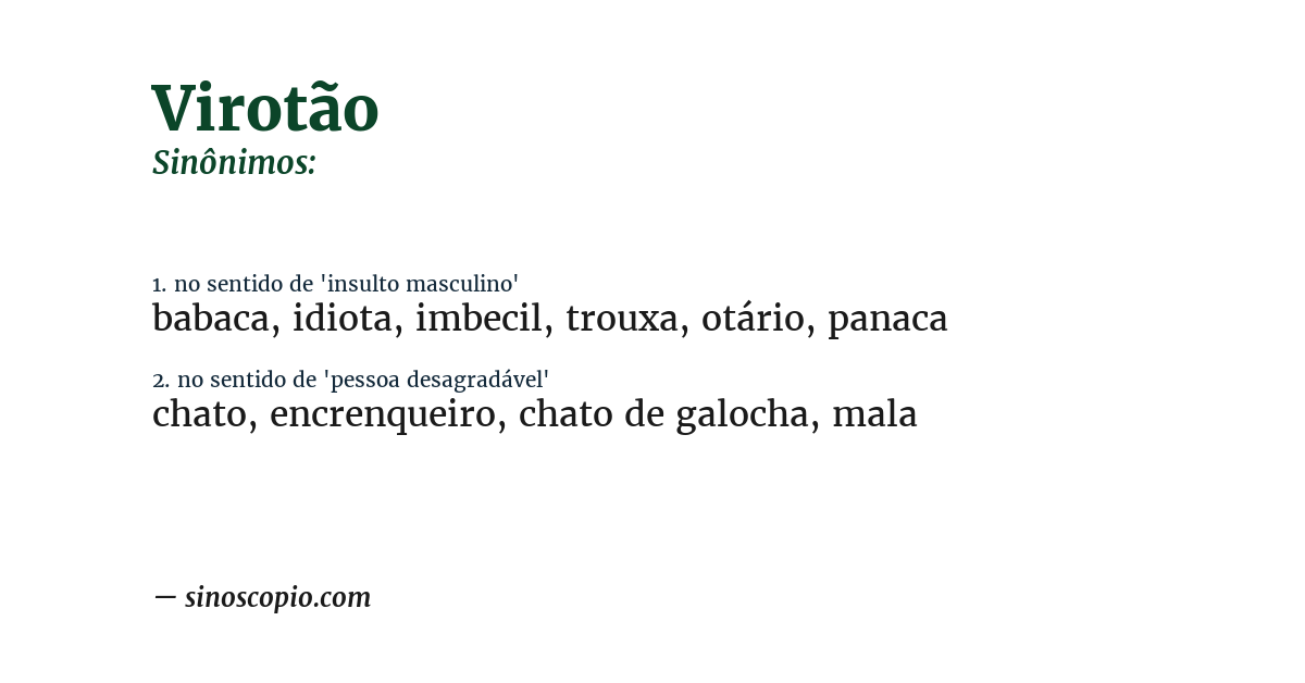 Sinônimo de virotão