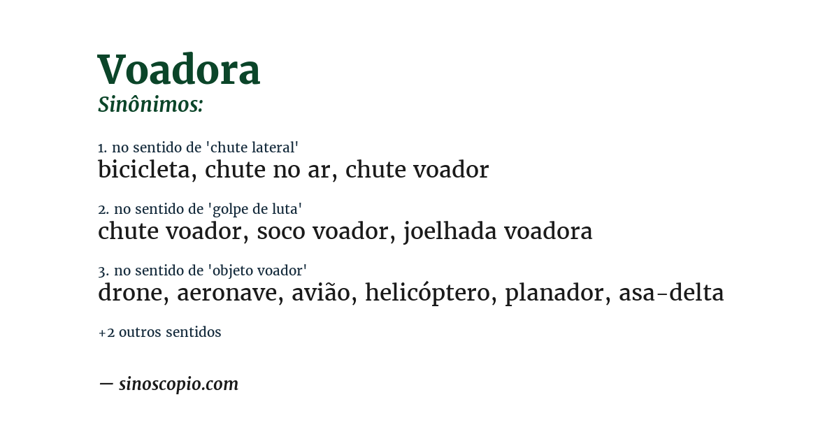 Sinônimo de voadora