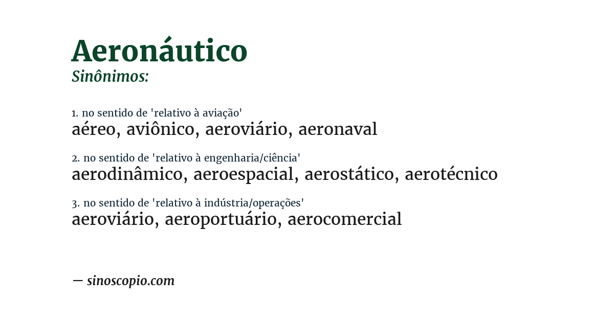 Sinônimo de aeronáutico