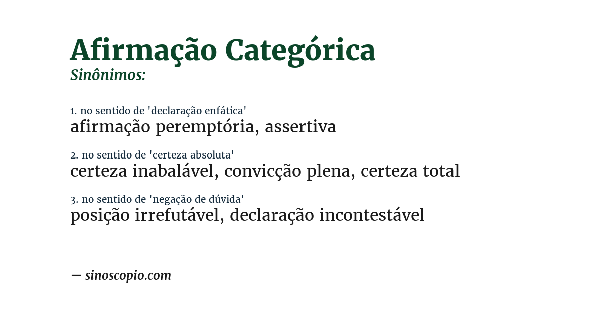 Sinônimo de afirmação categórica