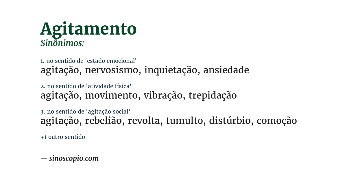Sinônimo de agitamento