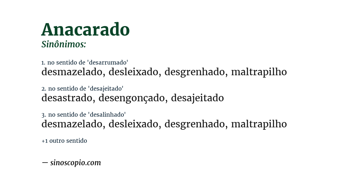 Sinônimo de anacarado