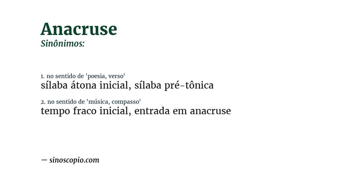Sinônimo de anacruse