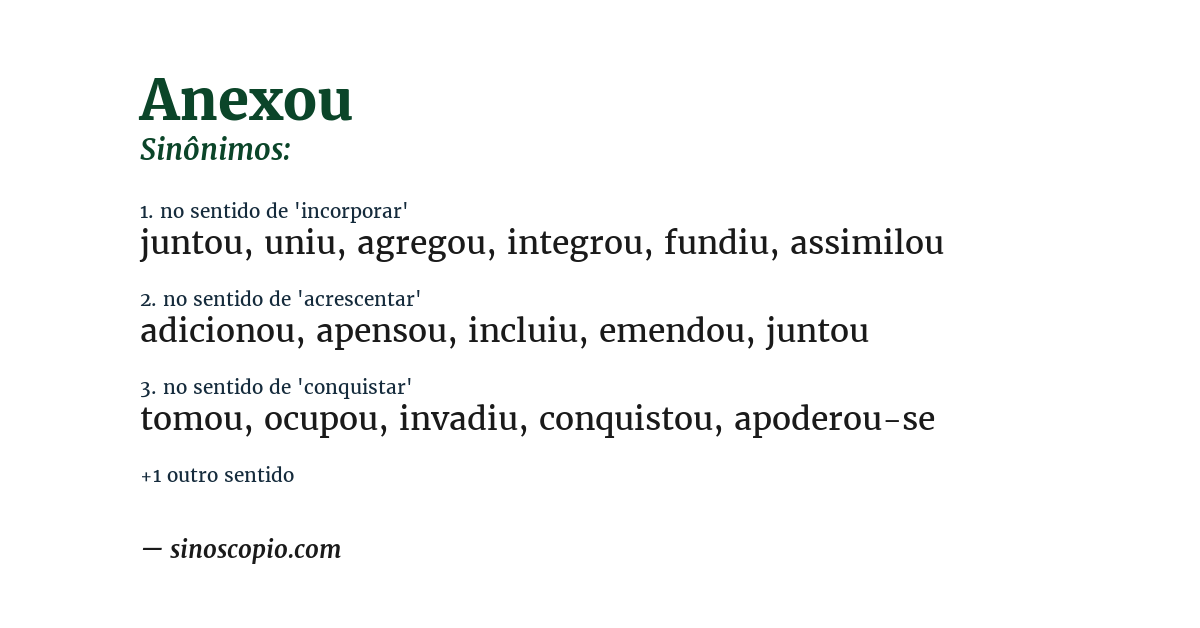 Sinônimo de anexou