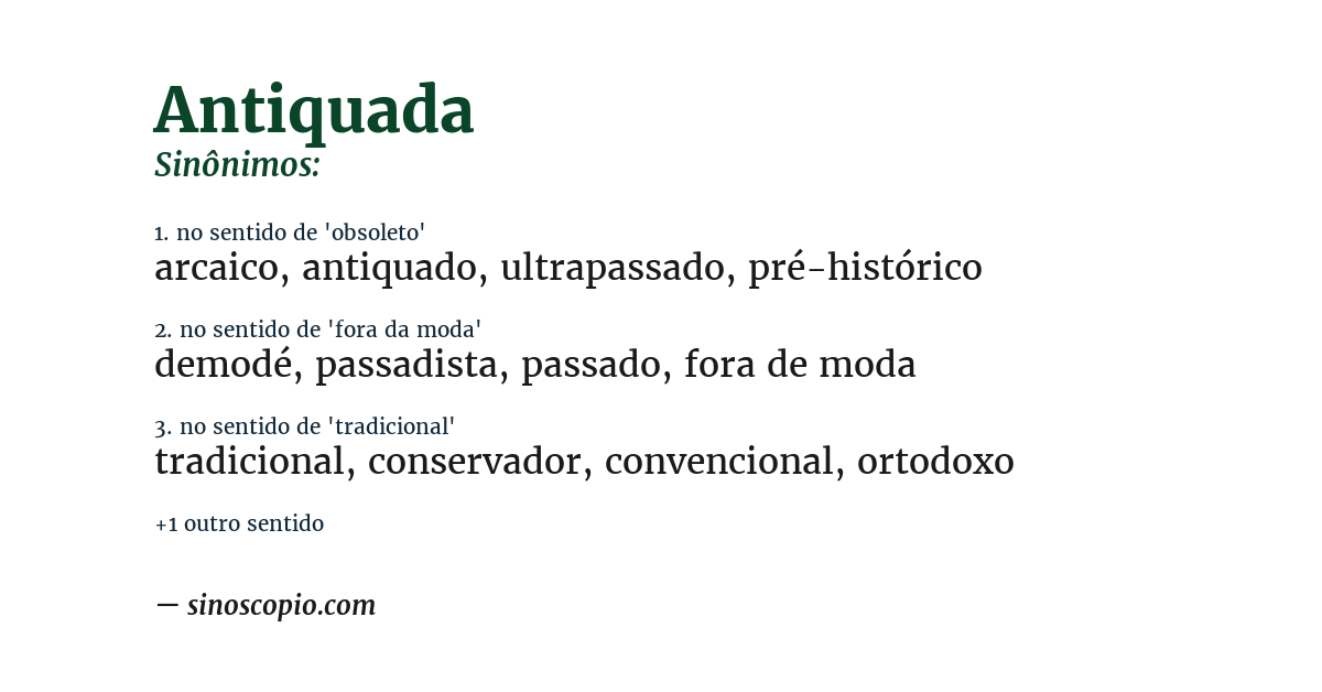 Sinônimo de antiquada
