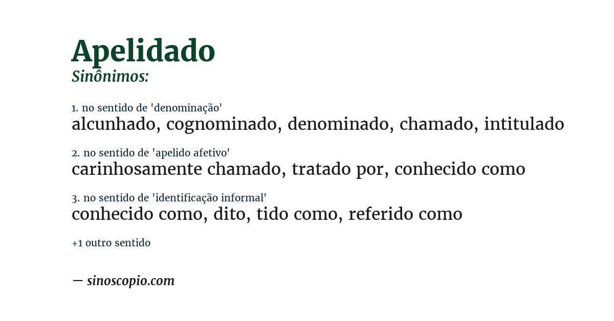Sinônimo de apelidado