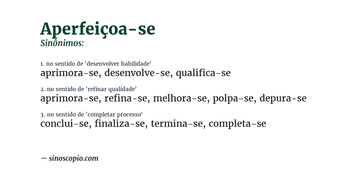 Sinônimo de aperfeiçoa-se