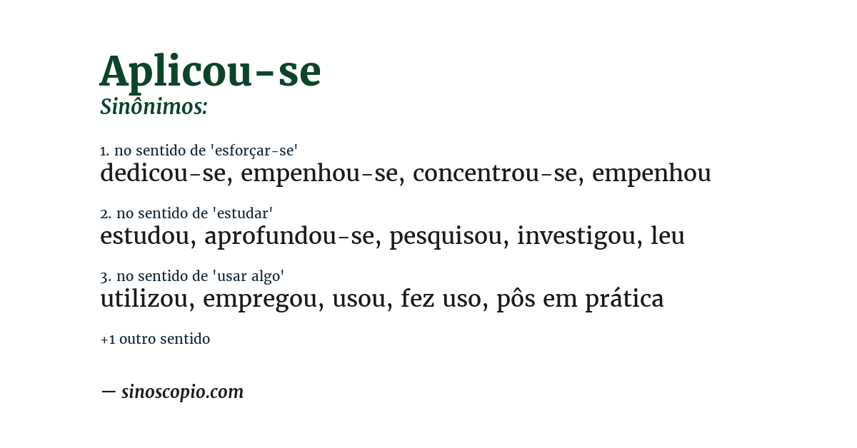 Sinônimo de aplicou-se