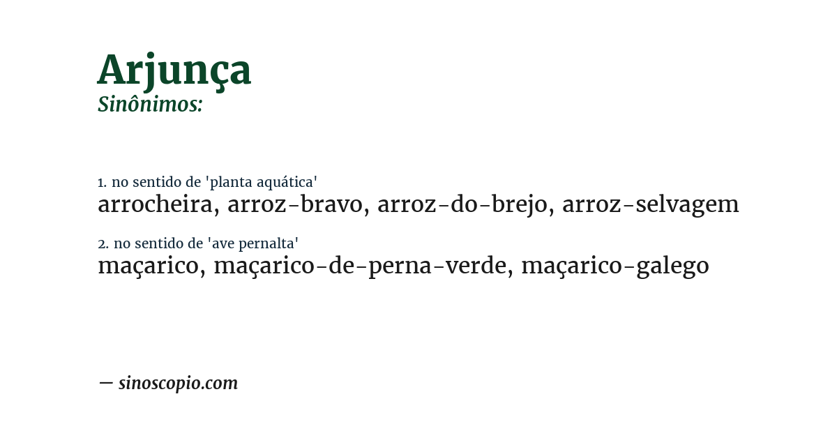 Sinônimo de arjunça