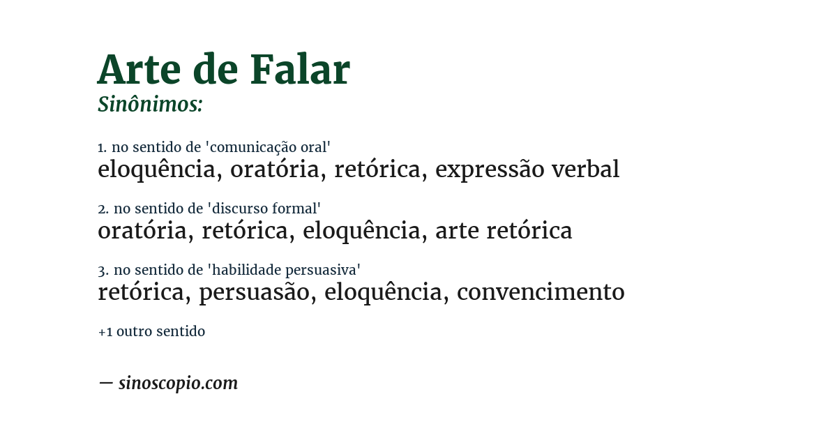 Sinônimo de arte de falar