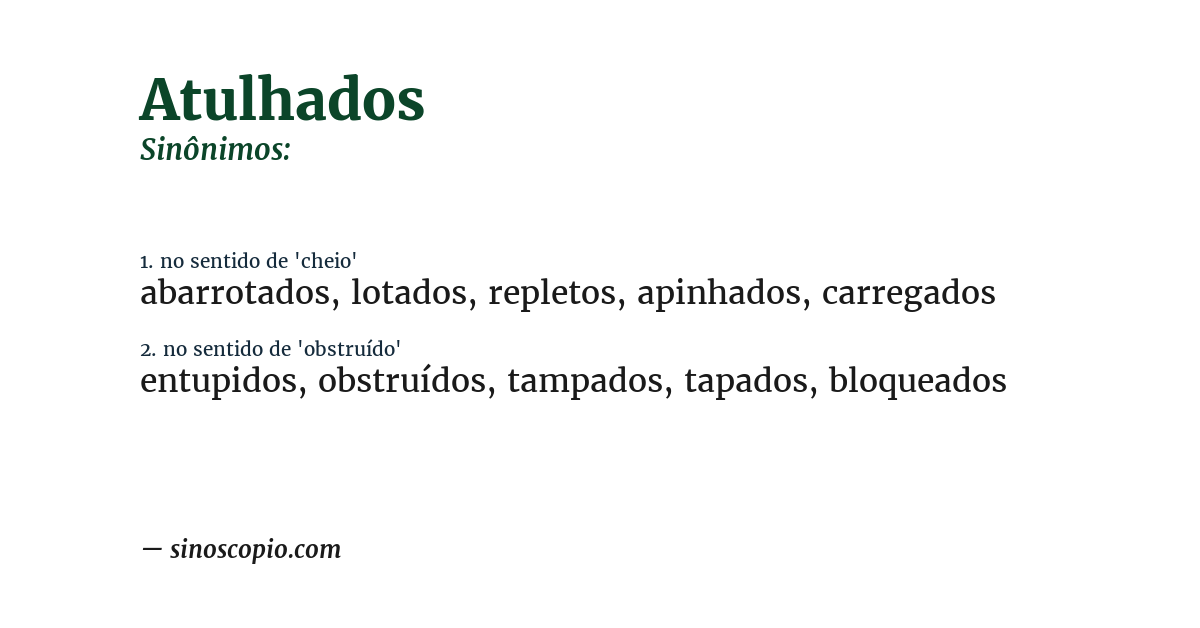 Sinônimo de atulhados