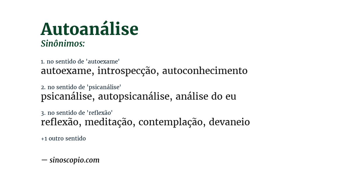 Sinônimo de autoanálise