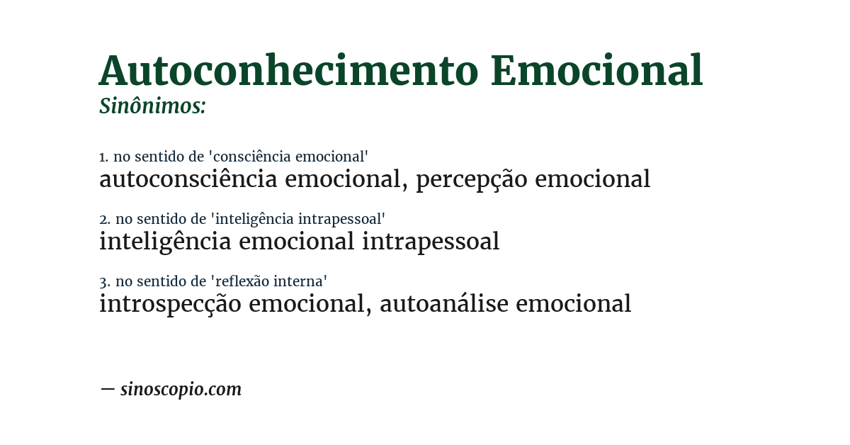 Sinônimo de autoconhecimento emocional