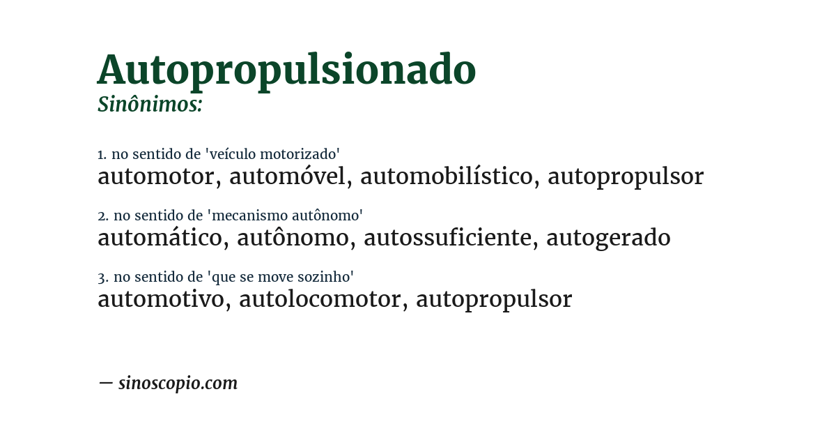 Sinônimo de autopropulsionado