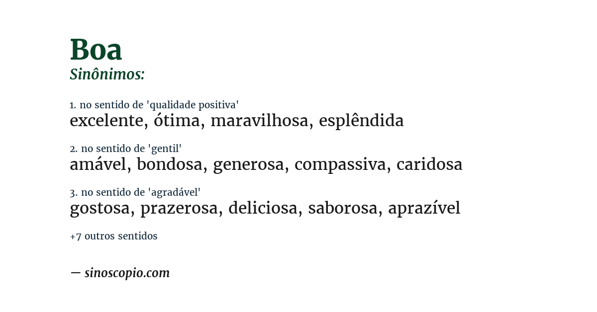 Sinônimo de boa