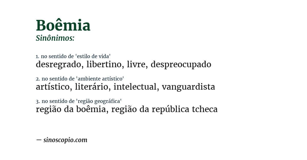 Sinônimo de boêmia