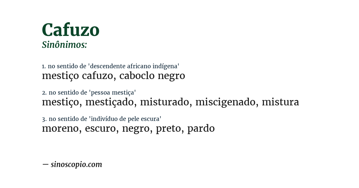 Sinônimo de cafuzo
