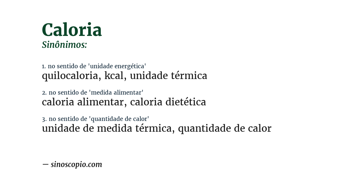 Sinônimo de caloria