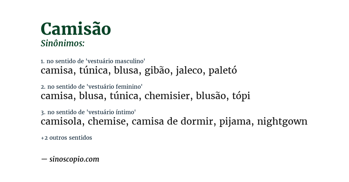 Sinônimo de camisão