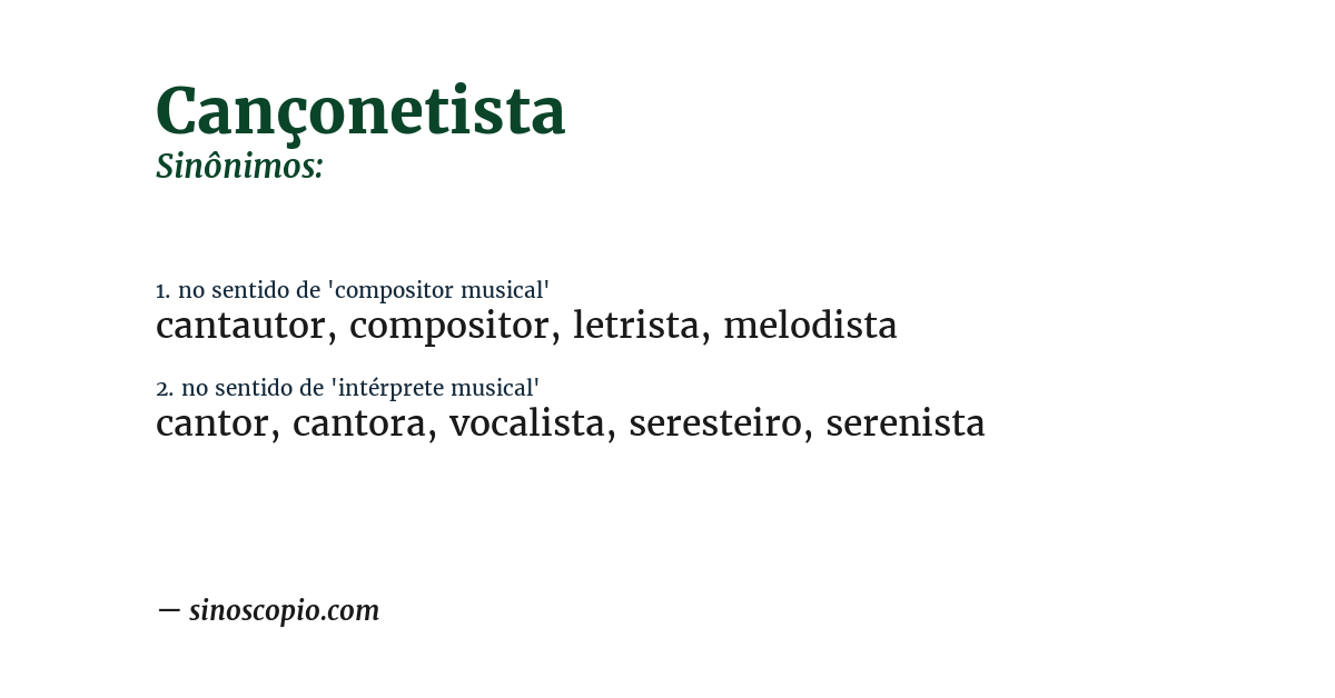 Sinônimo de cançonetista