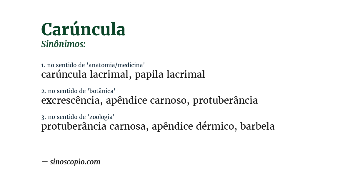 Sinônimo de carúncula