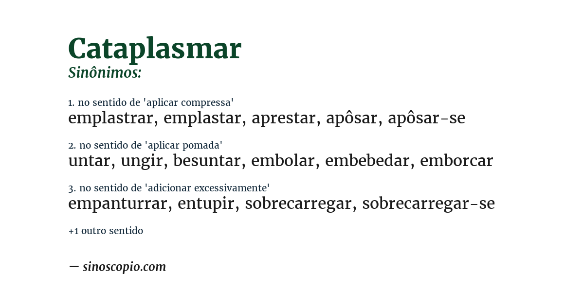 Sinônimo de cataplasmar