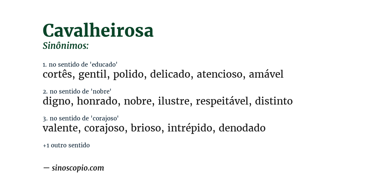 Sinônimo de cavalheirosa