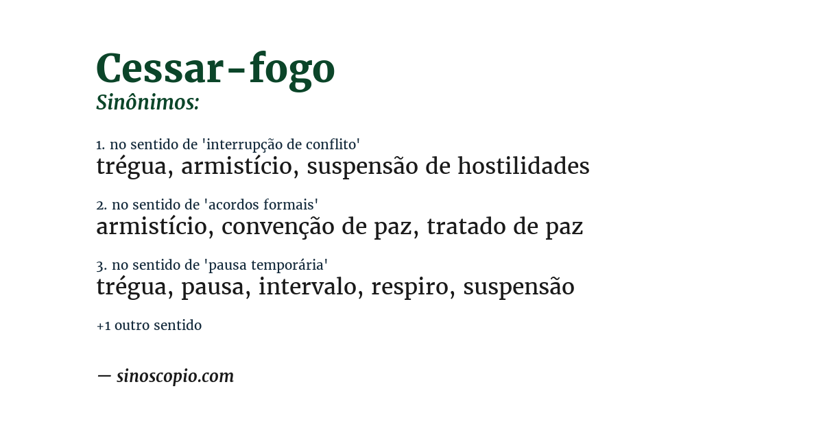 Sinônimo de cessar-fogo