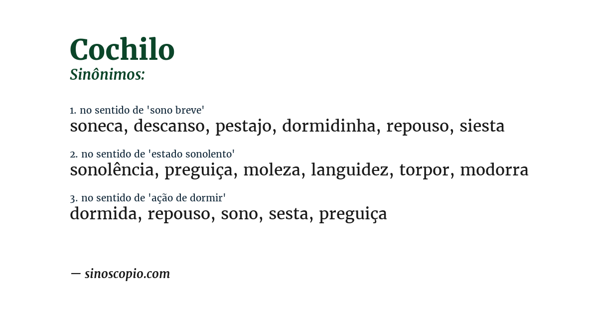 Sinônimo de cochilo