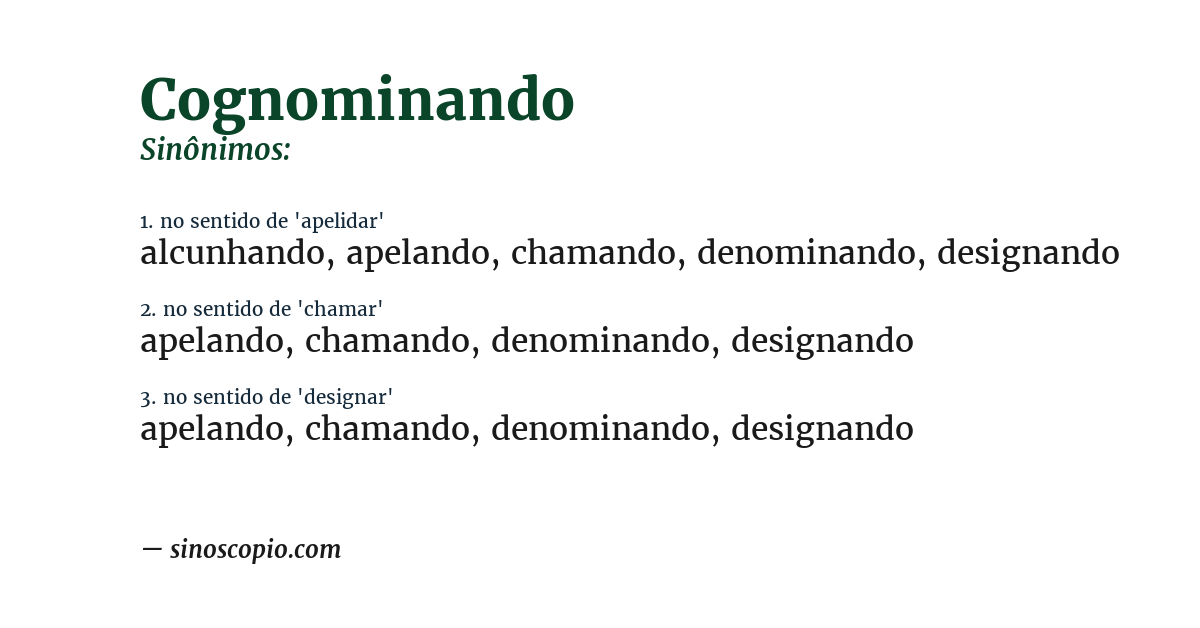 Sinônimo de cognominando