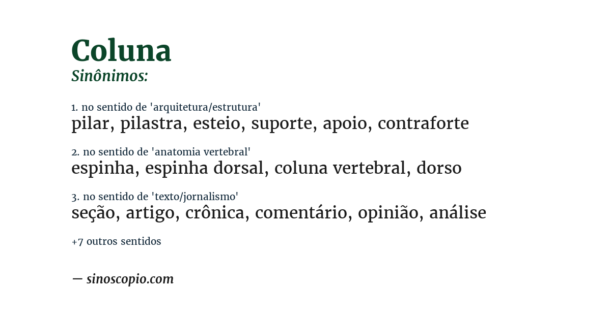 Sinônimo de coluna