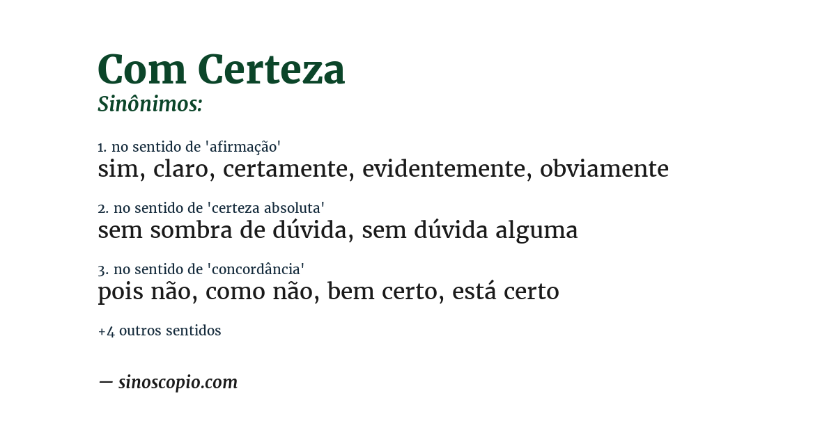 Sinônimo de com certeza