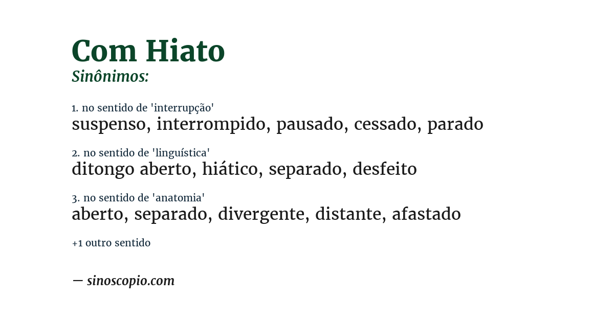 Sinônimo de com hiato