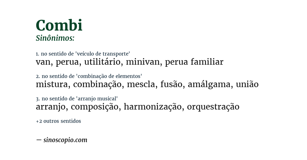 Sinônimo de combi