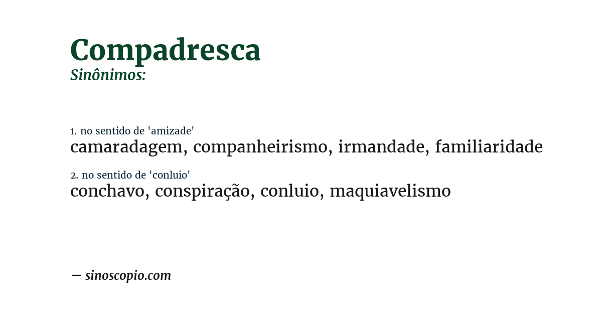 Sinônimo de compadresca