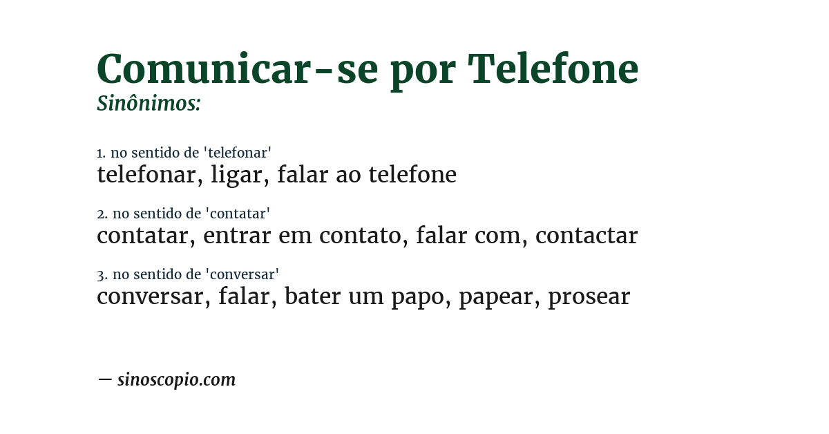 Sinônimo de comunicar-se por telefone