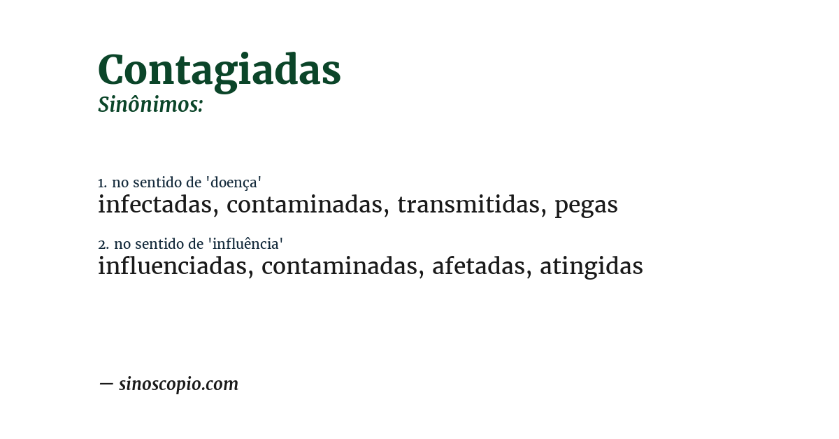 Sinônimo de contagiadas