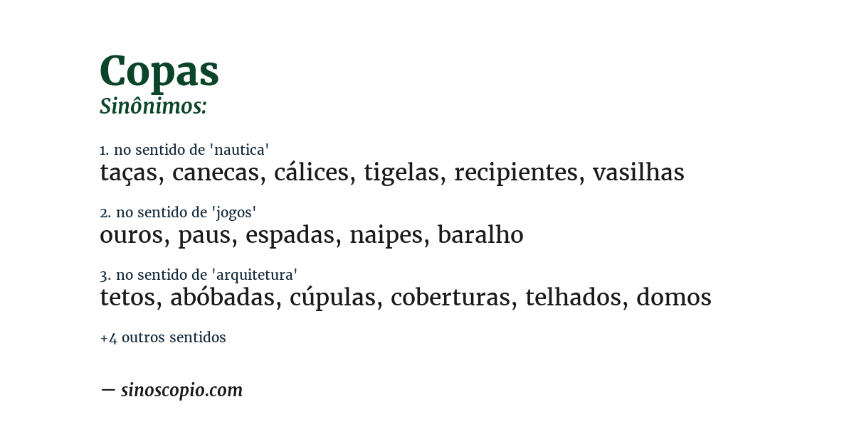 Sinônimo de copas