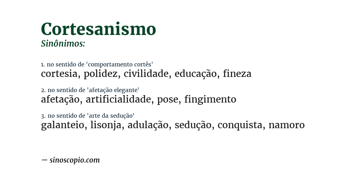 Sinônimo de cortesanismo