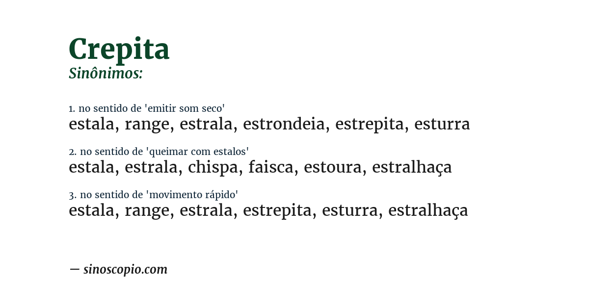 Sinônimo de crepita