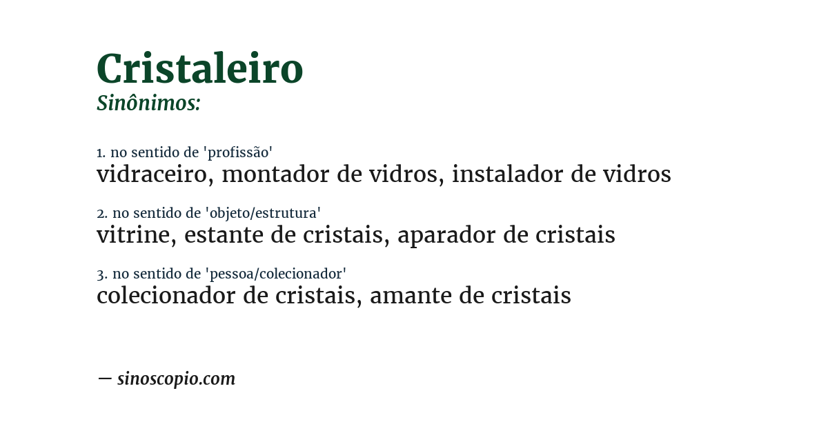 Sinônimo de cristaleiro