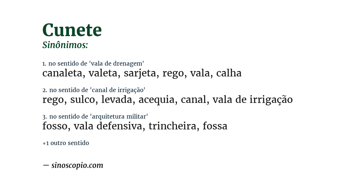 Sinônimo de cunete