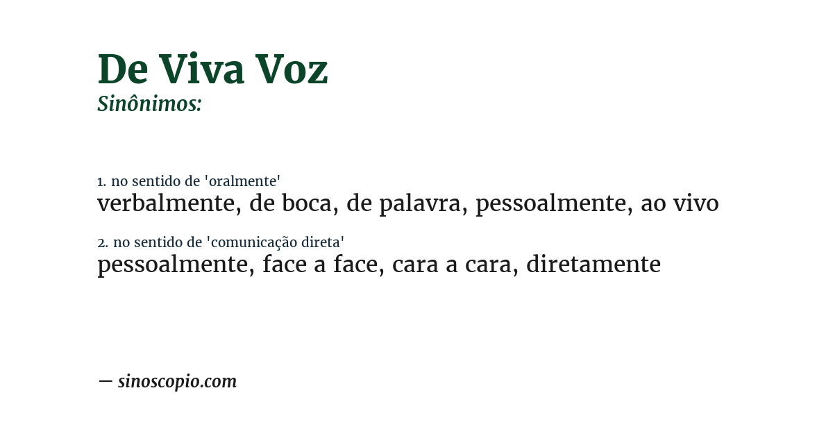 Sinônimo de de viva voz